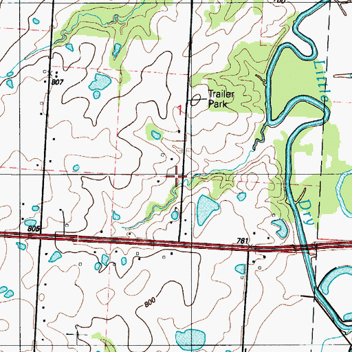 Topographic Map of Richard McWherter Dam, MO
