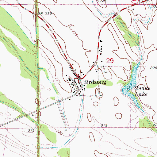 Topographic Map of Birdsong, AR