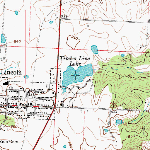 Topographic Map of Timber Line Lake, MO