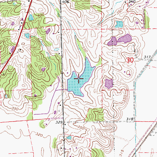 Topographic Map of Resniks Lake, MO