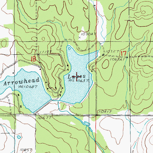 Topographic Map of Arrow Head Lake, MO