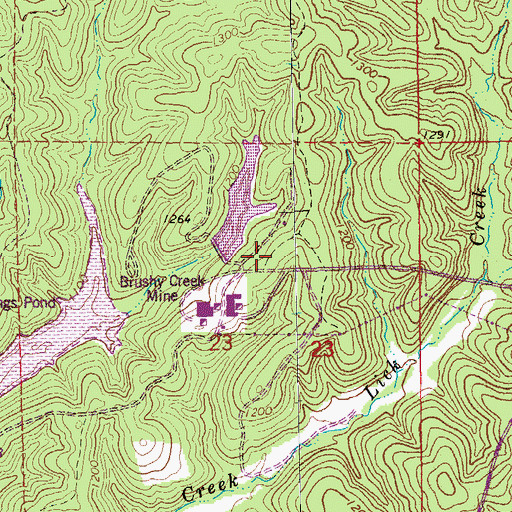 Topographic Map of Brushy Creek Mill Reservoir Dam, MO