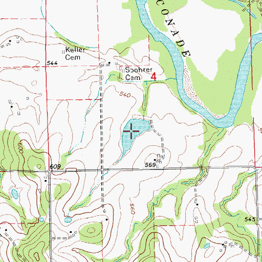 Topographic Map of Number 75 Lake, MO