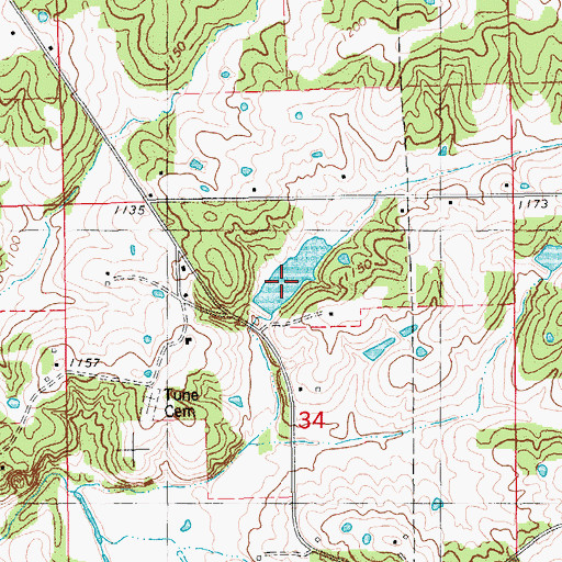 Topographic Map of Mathes Lake, MO