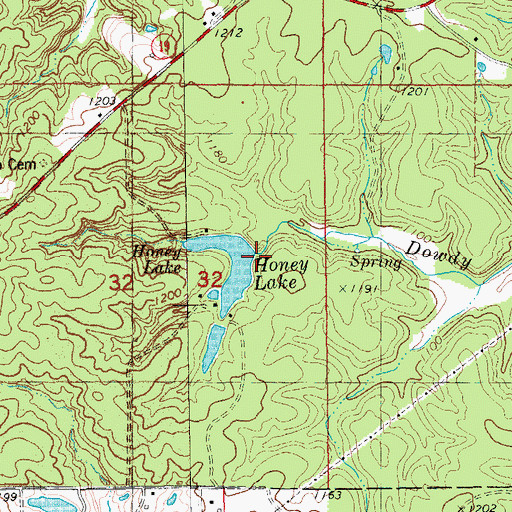 Topographic Map of Honey Lake Dam, MO