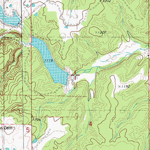Topographic Map of Mitchell Dam, MO