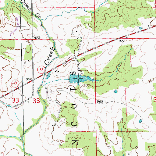 Topographic Map of Monahan Lake, MO