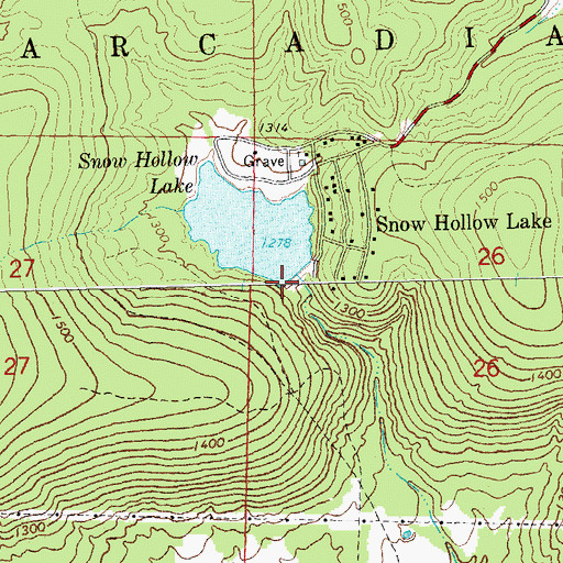 Topographic Map of Snow Hollow Dam, MO