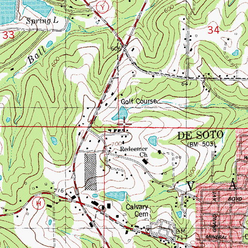 Topographic Map of Hickory Hills Golf Club Dam, MO