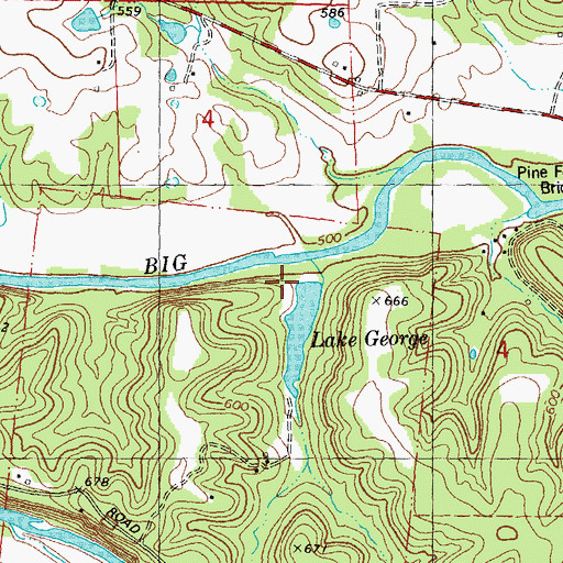 Topographic Map of Lake George Dam, MO