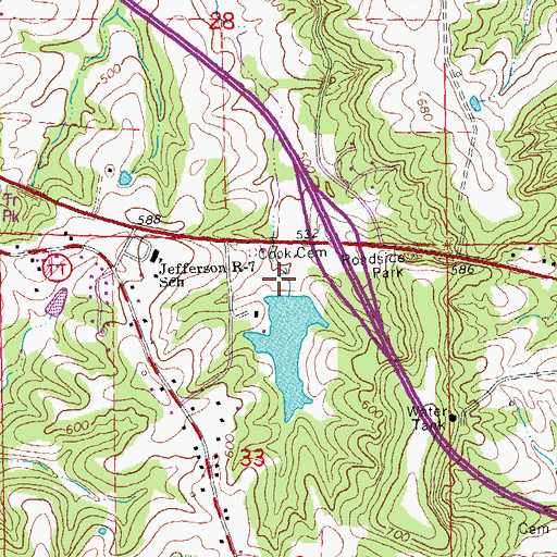 Topographic Map of Conservation Club Lake Dam, MO