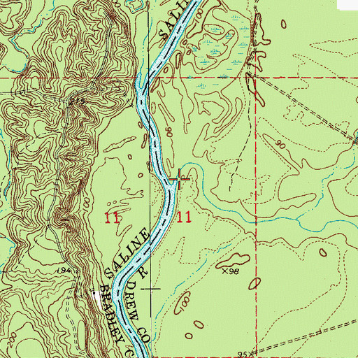 Topographic Map of Brown Creek, AR