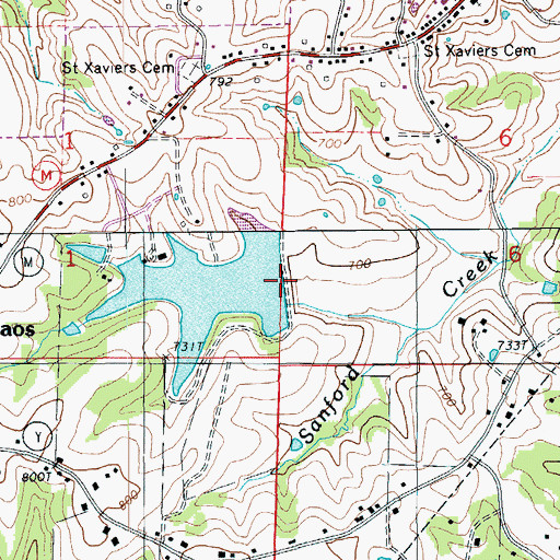 Topographic Map of Twehaus Lake Dam, MO