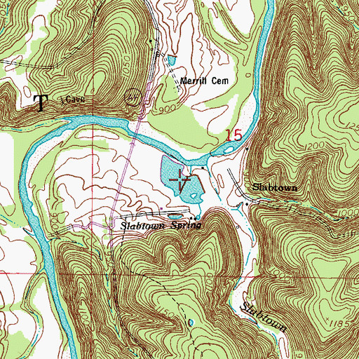 Topographic Map of Slabtown Lake, MO