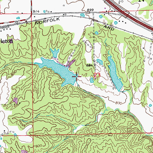 Topographic Map of Huelin McDaniels Dam, MO