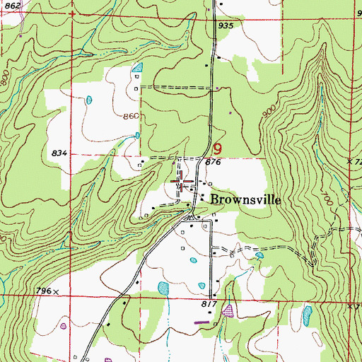 Topographic Map of Brownsville, AR