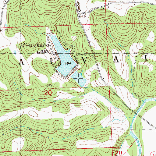 Topographic Map of Lake Minnie Ha-Ha Lower, MO