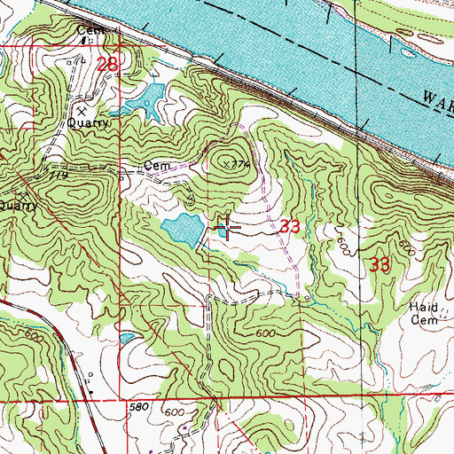 Topographic Map of Gouldner Lake Dam, MO