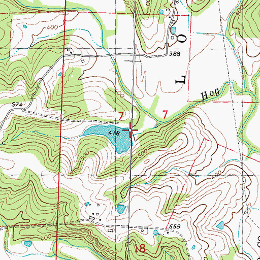 Topographic Map of Lukefahr Lake Dam, MO