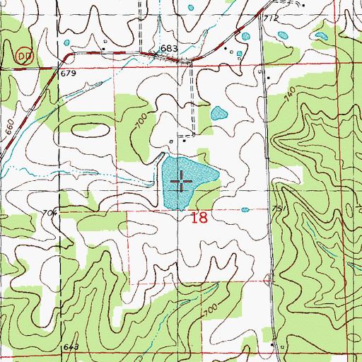 Topographic Map of Marquis Lake, MO