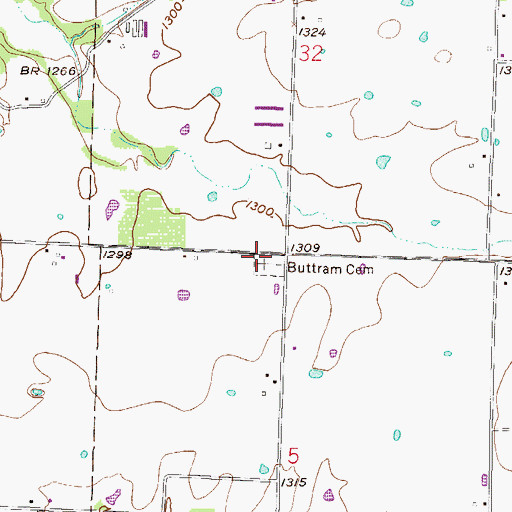 Topographic Map of Buttram Cemetery, AR