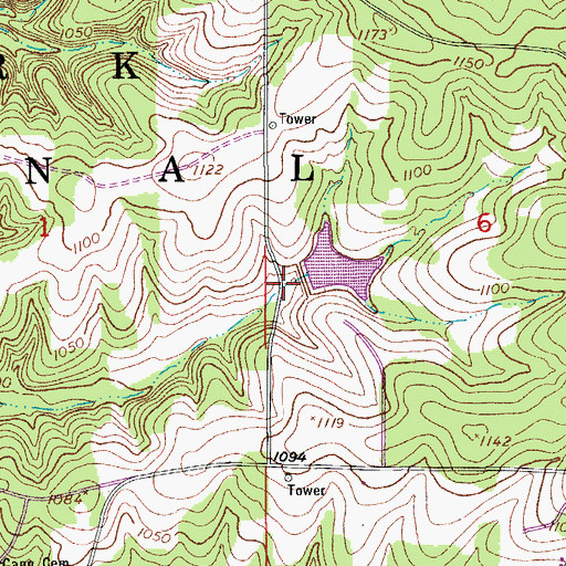 Topographic Map of Penns Pond Dam, MO