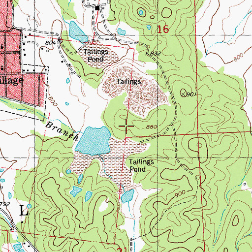 Topographic Map of Tailings Lake, MO