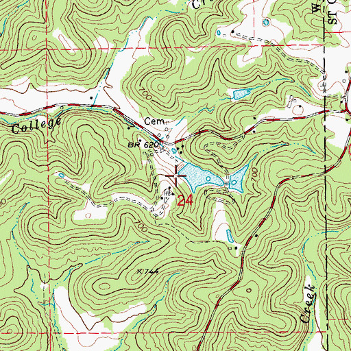 Topographic Map of Lake Belle-Ann Dam, MO
