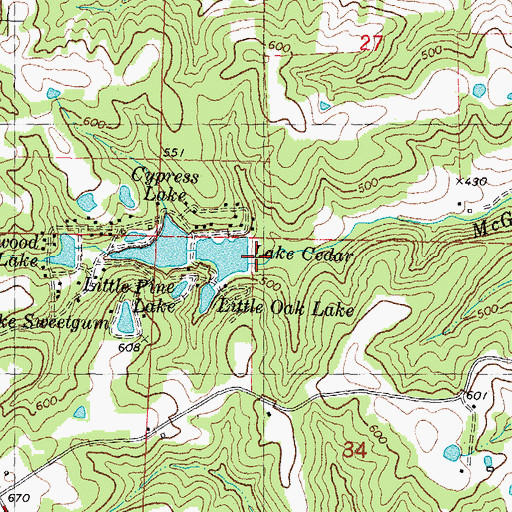 Topographic Map of Cedar Lake Dam, MO