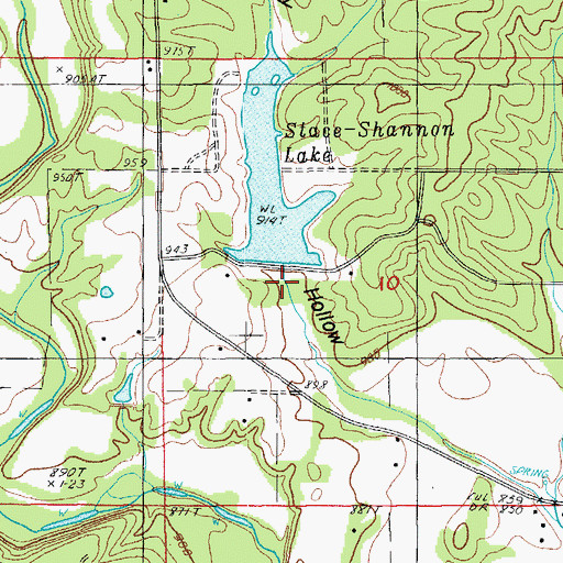 Topographic Map of Stace Shannon Lake Dam, MO
