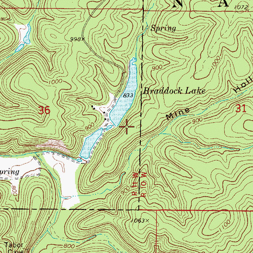 Topographic Map of Braddock Lake Dam, MO