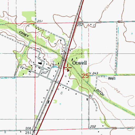 Topographic Map of Caney Ditch, AR