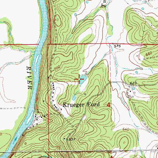 Topographic Map of Harring Lake Dam, MO