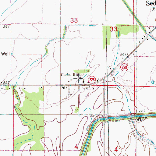 Topographic Map of Cache River Church, AR