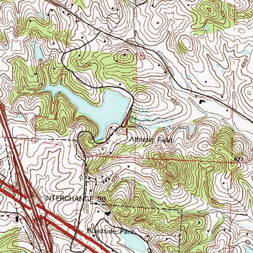 Topographic Map of Lake Hollenbeck Dam, MO