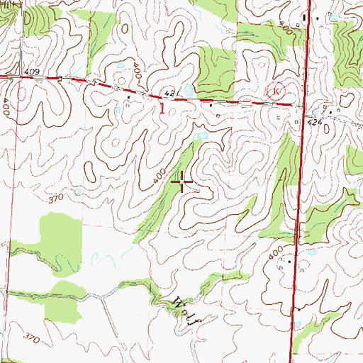 Topographic Map of Rendleman Lake Dam, MO