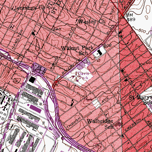 Topographic Map of Davis Park, MO