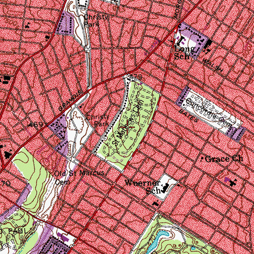 Topographic Map of Saint Matthew Cemetery, MO