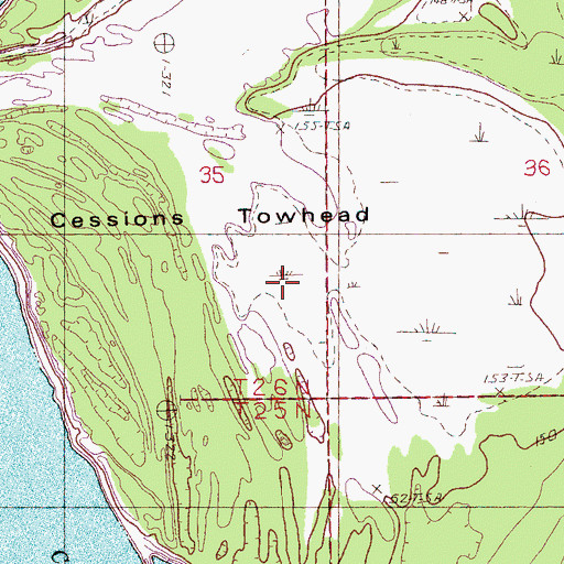 Topographic Map of Cessions Towhead, AR