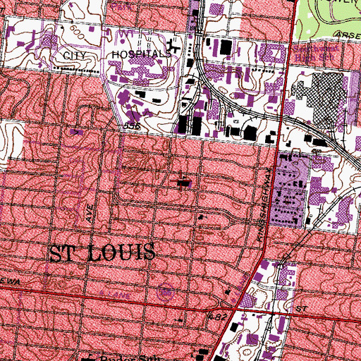Topographic Map of Kennard School, MO