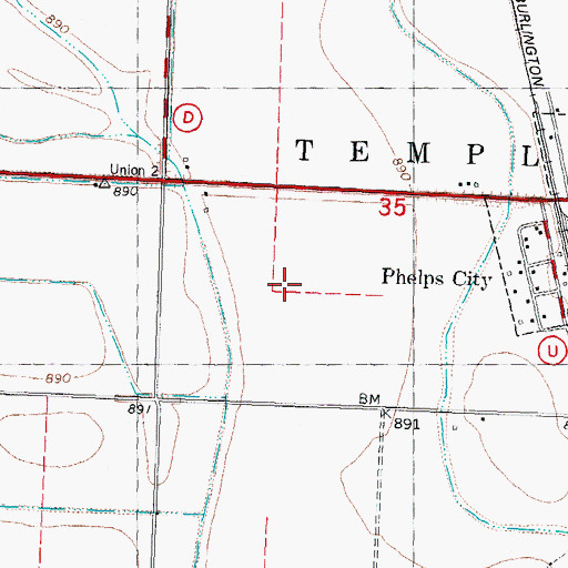 Topographic Map of Township of Templeton, MO