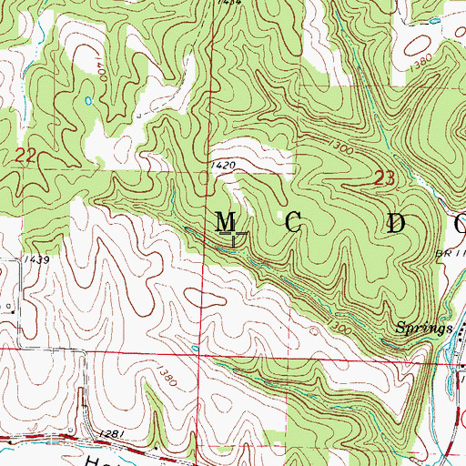 Topographic Map of Township of McDonald, MO