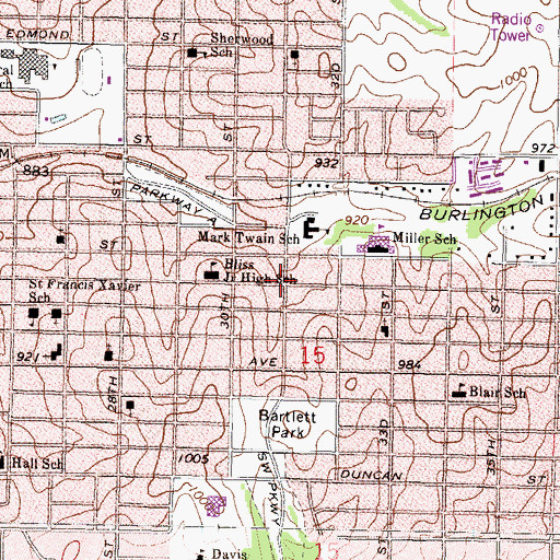 Topographic Map of Township of Washington, MO