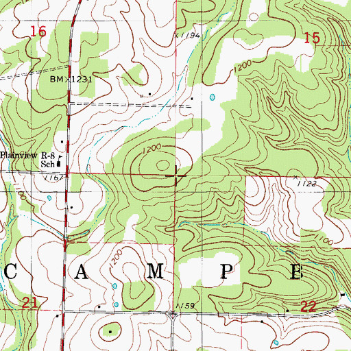 Topographic Map of Township of Campbell, MO