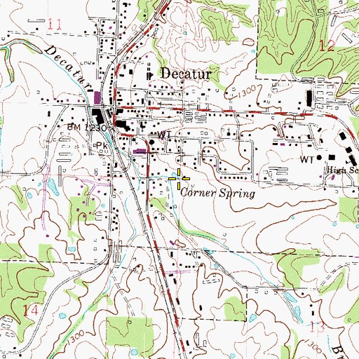 Topographic Map of Corner Spring, AR
