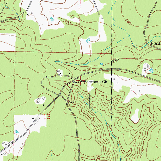 Topographic Map of Cornerstone United Methodist Church, AR