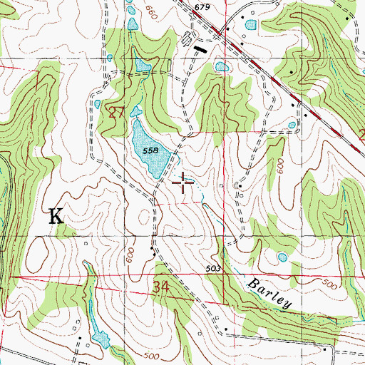 Topographic Map of Township of Burr Oak, MO