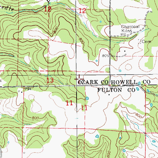 Topographic Map of Township of Bayou (historical), MO