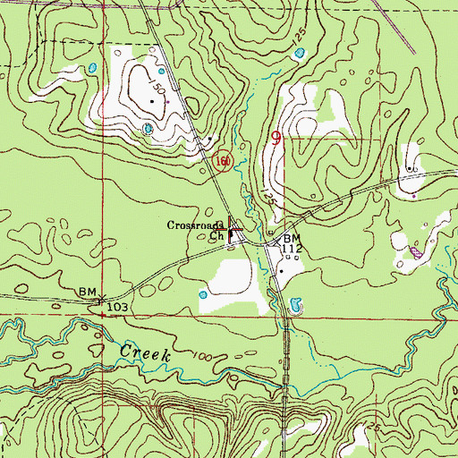 Topographic Map of Crossroads Baptist Church, AR