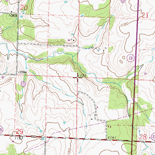 Topographic Map of Township of East Looney, MO